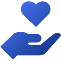 Giving and care symbol in blue